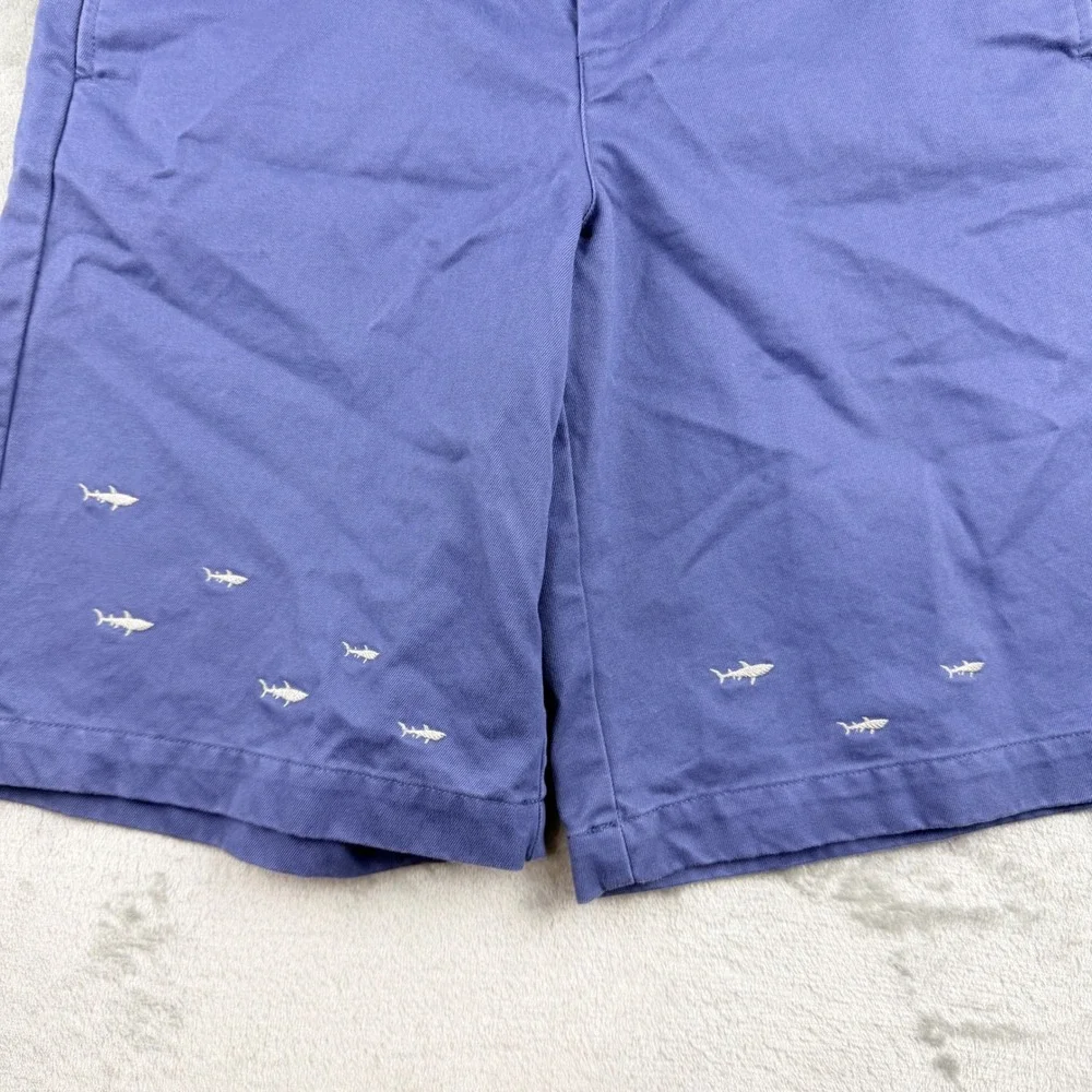 Vineyard Vines Boys Shark Embroidered Chino Shorts Size 18 Blue Cotton Preppy